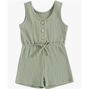 2T Baby Girl Summer Light Green Ribbed Romper